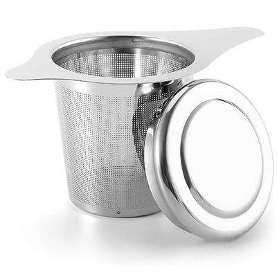 304 Stainless Steel Tea Strainer Reusable Tea Infuser Tea Strainer Teapot Loose Tea Leaf Spice Tea Filter Kitchen Accessories Tea Strainer Tea Drain with Handle and Lid