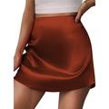 Women's Skirt A Line Mini High Waist Skirts Solid Colored Street Daily Summer Satin Polyester Fashion Sexy Summer Apricot Black Pink Dark Green