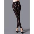 Women's Leggings Polyester Floral Animal dark brown Grey Active High Waist Ankle-Length Outdoor Yoga Fall Winter