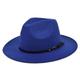 Women Belt Buckle Wool Fedora Hat Classic Wide Brim Floppy Felt Panama Hat Punk Gothic Classic Chic Style