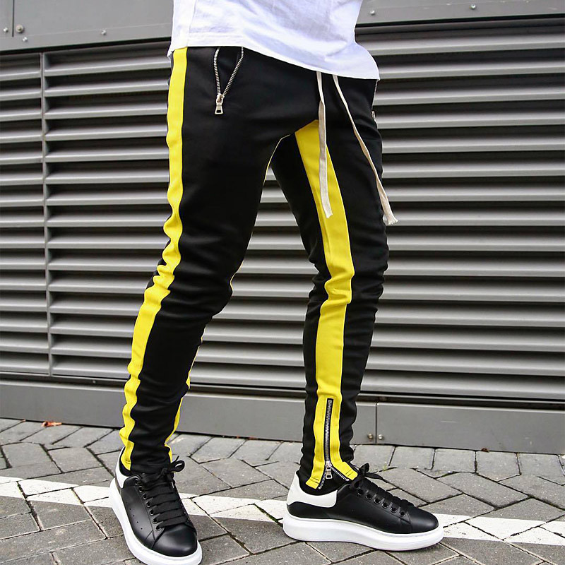 Men's Sweatpants Joggers Tapered pants Trousers Drawstring Elastic Waist Zipper Pocket Color Block Comfort Casual Daily Holiday Sports Stylish Black-White White Blue Micro-elastic