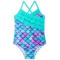 Girls' One Piece Swimsuit Swimming Sports Swimwear Summer Ruffled Floral Print Swimsuits UV Protection Beach Swimwear