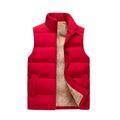 Men's Fleece Vest Gilet Outdoor Camping Hiking Daily Wear Vacation Fashion Basic Fall Winter Zipper Pocket Polyester Windproof Warm Plain Zipper Stand Collar Regular Fit Black Red Dark Blue Vest