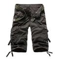 Men's Cargo Shorts Capri shorts Capri Pants Hiking Shorts Zipper Multi Pocket Plain Calf-Length Casual Daily 100% Cotton Sports Streetwear Dark Khaki ArmyGreen Inelastic