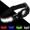 Light Up Dog Collar IPX7 Waterproof LED Flashing for Airtag Pet Collars for Dark Night Walking USB C Rechargeable Glow Nylon Collar with Air Tag Holder for Puppies Small Dogs Black