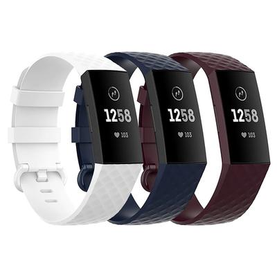3 Pack Watch Band for Fitbit Charge 4 / Charge 3 / Charge 3 SE Silicone Replacement Strap Soft Elastic Breathable Sport Band Wristband