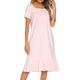 Women's Pajamas Nightgown Dress Pure Color Basic Simple Casual Home Daily Bed Cotton Breathable Square Neck Short Sleeve Dress Button Spring Summer White Pink