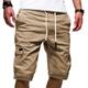 Men's Cargo Shorts Multi Pocket Map Outdoor Sports Knee Length Holiday Going out Weekend 100% Cotton Shorts Slim Lake blue Navy Inelastic