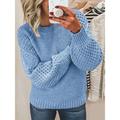Women's Pullover Sweater Jumper Crew Neck Ribbed Knit Cotton Oversized Spring Fall Daily Going out Weekend Stylish Casual Soft Long Sleeve Solid Color Pink Royal Blue Blue S M L