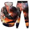 Independence Day Mens Graphic Hoodie Tracksuit Hoodies Set Black White Red Royal Blue Hooded Eagle 2 Piece Print Sports Outdoor Casual 3D Basic The Native American Purple And Pants With On Th