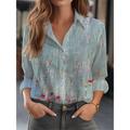 Women's Shirt Blouse Floral Casual Holiday White Pink Green Button Print Long Sleeve Elegant Fashion Daily Shirt Collar Regular Fit Fall Winter