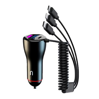 Fast Phone Car Charger Adapter USB C 5-port 230W Charging With 3 In 1 Cable For IPhone 14 Pro Max 13 12 Samsung Galaxy S23/22 Google Pixel