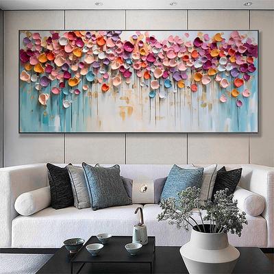 Handpainted Colorful Floral Oil Painting On Canva Large handmade Wall Art Abstract 3d Flower painting Wall Decor landscape Painting Minimalist painting for Living Room Decor