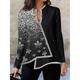 Women's Shirt Blouse Floral Casual Holiday Print Asymmetric Hem Black Long Sleeve Fashion V Neck Fall Winter