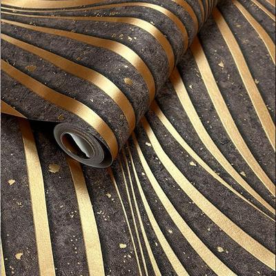 Cool Wallpapers Textured Wallpaper Wall Mural 3D Vertical Stripe Non self-adhesive for Home Decoration Waterproof Wallpaper 950x53cm/374x20.87 Grey Gold Yellow