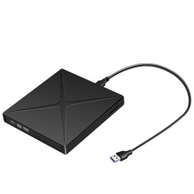 External DVD Drive/CD Drive For Laptop USB 3.0 Portable CD DVD / RW Drive DVD Player For Laptop CD ROM Burner With 3 USB Ports And TF/SD Card Slots Optical Disk Drive For Desktop Mac PC