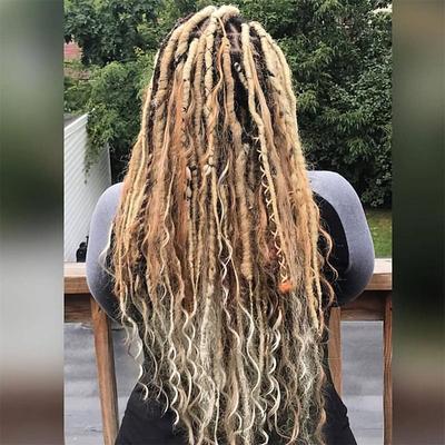 Dreadlock Extensions Double Ended 24 Inch 3 In 1 Mixed Light Brown to Blonde Dreads Set Synthetic Curly Ends Hippie Style Boho Wavy Dreads 20 Strands Handmade Dreads