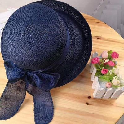 Big Brim Straw Hat, Solid Color Sun Hat Large Bow Tie Decor Beach Travel Cap Foldable UV Protection Hats