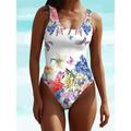 Women's Swimwear One Piece Monokini Bathing Suits Normal Swimsuit Open Back Printing High Waisted Floral Scoop Neck Sports Fashion Bathing Suits