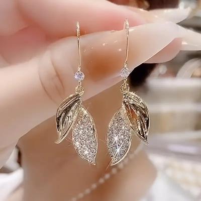 Women' Drop Earring Fine Jewelry Claic Leaf tylih imple Earring Jewelry Gold For Fall Wedding Party 1 Pair