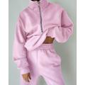 Women's Tracksuit Sweatsuit 2 Pieces Half Zip Fleece Pullover Warm Breathable Soft Sportswear Activewear Rosy Pink Light Green Blue Long Sleeve Athleisure Casual