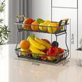 2 Tier Fruit Basket, Countertop Fruit Vegetable Basket Bowl for Kitchen Counter Metal Wire Storage Basket Fruits Stand Holder Organizer for Bread Snack Veggies Produce