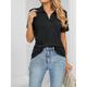 Polo T shirt Tee Women's Black White Wine Solid Color Pocket Daily Daily Shirt Collar Regular Fit S