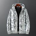 Men's Winter Coat Winter Jacket Puffer Jacket Quilted Jacket Print Work Daily Wear Long Casual Daily Casual Warm Winter Pure Color Silver Black Gold Puffer Jacket