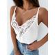 Women's Tank Top Going Out Tops Summer Tops Camisole Black White Plain Patchwork Lace Trims Sleeveless Daily Holiday Streetwear Basic Sexy V Neck Regular S