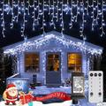 1 Pack Christmas 10 Meter 400 Led Icicle String Lights, low-voltage safety plug, 8-function remote control, indoor and outdoor wedding decoration light