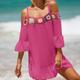 Women's Summer Dress Cover Up Ruffle Cut Out Beach Wear Holiday Long Sleeve Black White Yellow Color