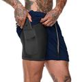 Men's Running Shorts Gym Shorts Drawstring 2 in 1 Bottoms Outdoor Athletic Breathable Moisture Wicking Sweat wicking Yoga Gym Workout Running Sportswear Activewear Cobalt Blue Navy fluorescent green