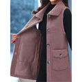 Women's Teddy Vest Long Teddy Coat Fall Sherpa Jacket Fleece Warm Zipper Vest with Pockets Winter Long Coat Windproof Warm Modern Style Sleeveless Plain Pink Red Khaki