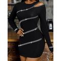 Women's Black Dress Party Dress Cocktail Dress Mini Dress Black Wine Army Green Long Sleeve Pure Color Cut Out Fall Winter Autumn Crew Neck Fashion Winter Dress Wedding Guest Vacation 2023 S M L XL