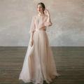 Two Piece Party Dress Minimalist Wedding Guest Formal Evening Birthday Dress Stand Collar Long Sleeve Floor Length Chiffon with Tier 2024