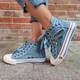 Women's Sneakers Plus Size Platform Sneakers Lace Up Boots Outdoor Daily Walking Solid Color Summer Flat Heel Round Toe Casual Comfort Minimalism Canvas Denim Lace-up Light Blue Navy Blue