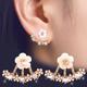 Daisy Earrings Female Women's Crystal Flower Rear Hanging Ear Jewelry Sweet Earrings for Daily Birthday Gifts