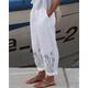 Women's Wide Leg Pants Trousers Baggy Faux Linen Polka Dot Flower / Floral Side Pockets Baggy Ankle-Length Micro-elastic Mid Waist Fashion Designer Casual Weekend White / Black White Blue S M