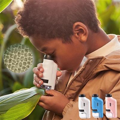 Handheld Microscope Kit Lab LED Light 60X-120X Home School Biological Science Educational Toys For Children Brinquedo STEM Gift for Christmas Gifts