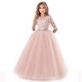 Princess Lace Prom Dress Flower Girl Dress 3-13 Years Kids Little Girls' Floral Lace Party Wedding Evening Hollow Out Lace Tulle Maxi Short Sleeve Flower Gowns Wedding Guest