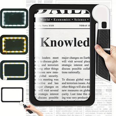 Full-Page 5X Magnifying Glass for Reading, Folding Lighted Magnifier with 48 LED Lights, Handheld Rectangular Lens for Seniors
