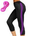21Grams Women's Cycling 3/4 Tights Bike 3/4 Tights Mountain Bike MTB Road Bike Cycling Sports Stripes 3D Pad Breathable Quick Dry Moisture Wicking Violet Yellow Spandex Clothing Apparel Bike Wear