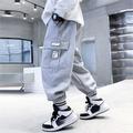 Kids Boys Sweatpants Trousers Pocket Solid Color Letter Comfort Pants School Daily Black Gray