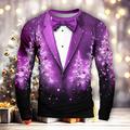 Snowflake Pattern Daily Outdoor Casual Men's 3D Print Funny T Shirts Party Casual Holiday T shirt Yellow Red Purple Long Sleeve Crew Neck Shirt Spring Fall