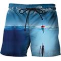 Men's Board Shorts Swim Shorts Swim Trunks Pocket Drawstring Elastic Waist Fish Quick Dry Outdoor Holiday Going out Boho Hawaiian Yellow Light Green