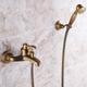 Shower Faucet / Rainfall Shower Head System Set - Handshower Included pullout Vintage Style / Country Antique Brass / Electroplated Mount Outside Ceramic Valve Bath Shower Mixer Taps / Single Handle