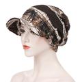 Women's Print Beanies Hat Female Autumn Winter Cotton Baseball Hats Ponytail Vintage Warm Turban Cap Visors Caps