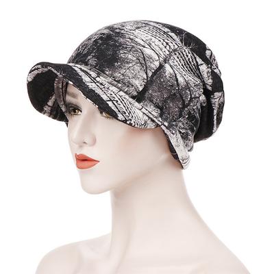 Women's Print Beanies Hat Female Autumn Winter Cotton Baseball Hats Ponytail Vintage Warm Turban Cap Visors Caps