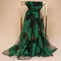 Women's Chiffon Scarf Party Red Scarf Floral Elegant Luxurious Wedding Casual Green Fall Winter