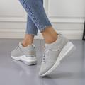 Women's Sneakers Wedge Heels Plus Size Height Increasing Shoes Outdoor Daily Color Block Summer Wedge Heel Round Toe Sporty Classic Casual Tennis Shoes Walking Polyester PU Lace-up White Pink Light